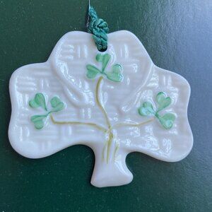 Vintage Belleek Kylemore Shamrock  Ornament 1826